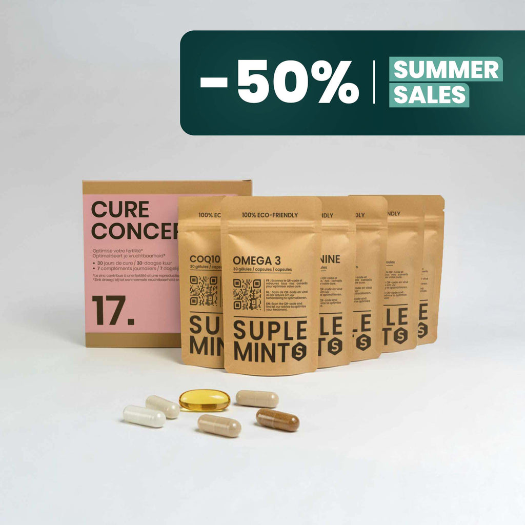 Cure CONCEPTION® | Équilibre Féminin | CoQ10 Oméga-3 Acide Folique Magnésium Multivitamines | 180 gélules 30j