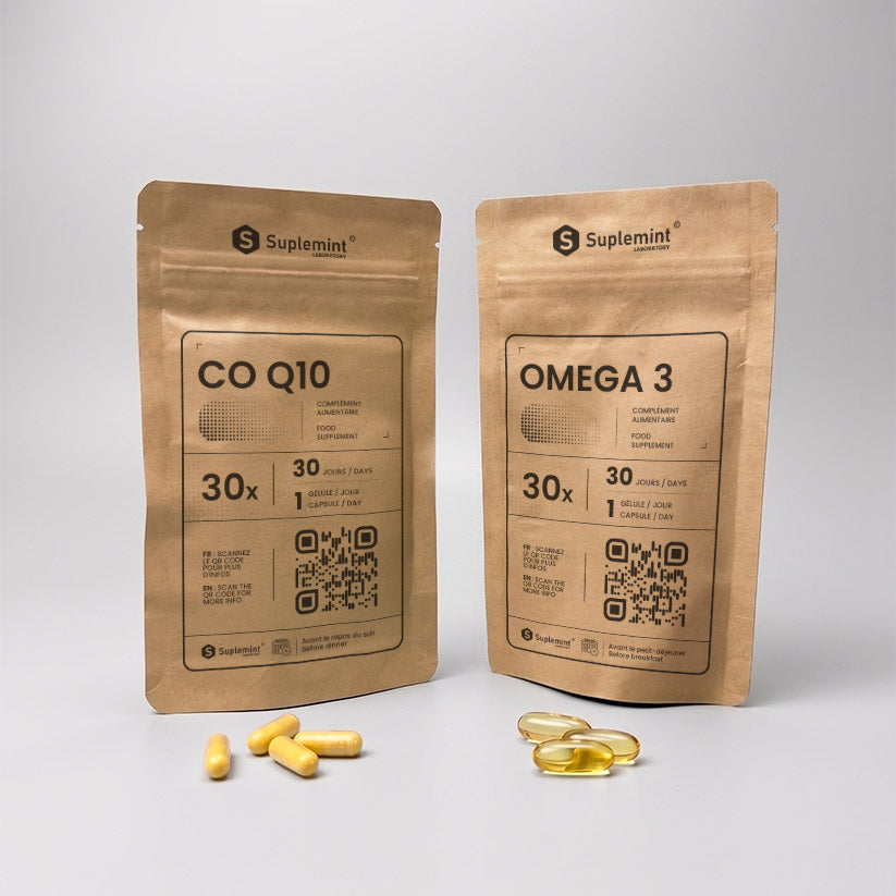 Gélules CoQ10® + Oméga-3® | Énergie Cellulaire et Cardiovasculaire | Coenzyme Q10 100mg + EPA DHA EPAX | 2 références 30j