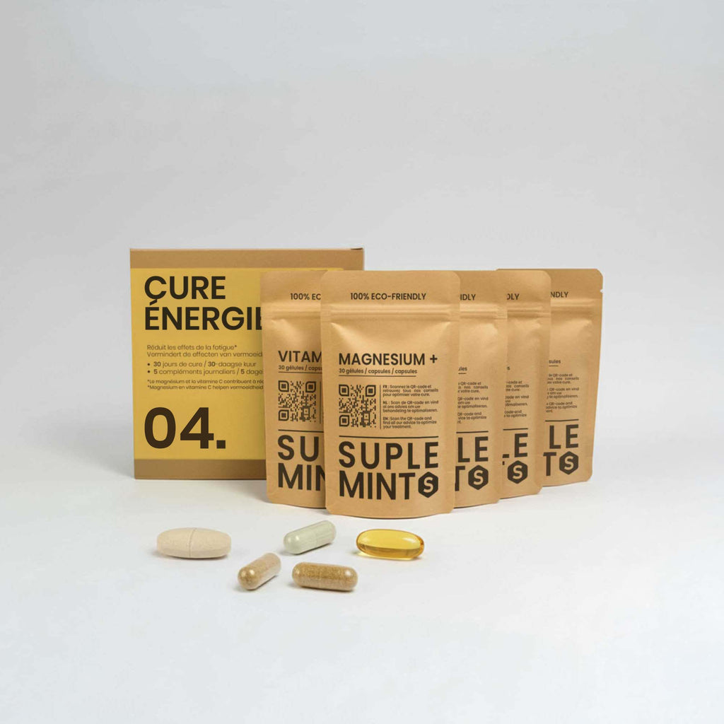 Cure ÉNERGIE® | Énergie Quotidienne | Vitamine C CoQ10 Oméga-3 L-Tyrosine Magnésium | 150 gélules 30j
