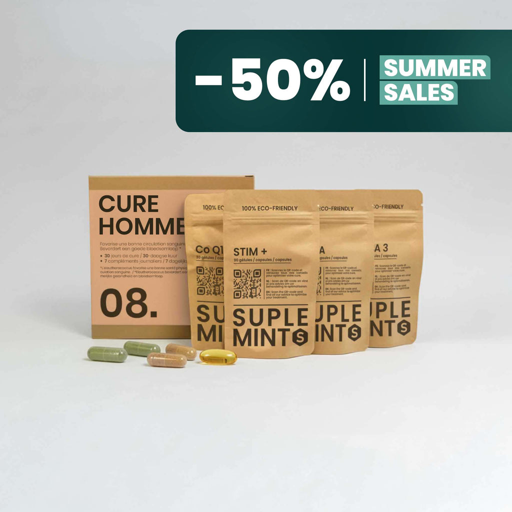 Cure HOMME+® | Vitalité Masculine et Libido | CoQ10 Oméga-3 Maca Ginseng Zinc | 210 gélules 30j