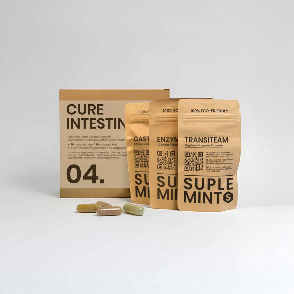 Cure INTESTIN® | Confort Digestif | Psyllium Probiotiques Enzymes Digestives | 210 gélules 30j