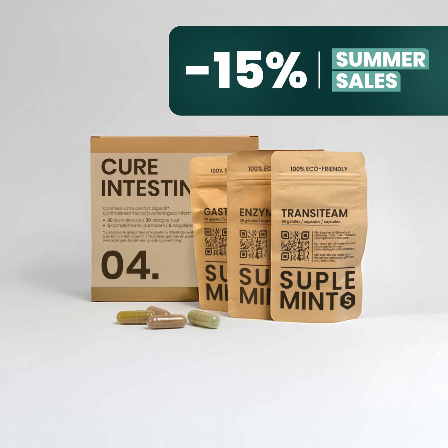 GUT® Pack | Digestive Comfort | Psyllium Probiotics Digestive Enzymes | 210 capsules 30 days