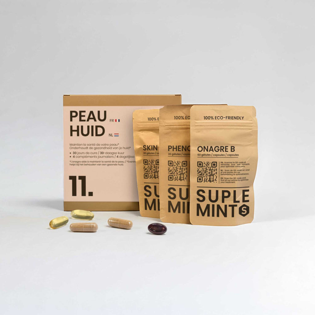 Cure PEAU® | Éclat de la Peau | Onagre Bourrache Polyphénols Phytocéramides | 120 gélules 30j