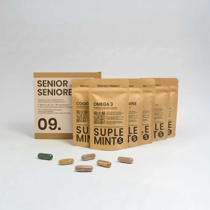 Cure SENIOR® | Longévité et Bien-être | CoQ10 Oméga-3 Multivitamines Bêta-Alanine L-Carnosine | 150 gélules 30j