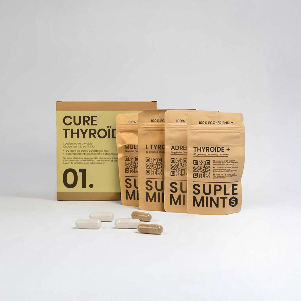 Cure THYROÏDE® | Équilibre Thyroïde | Iode Sélénium Zinc L-Tyrosine Ashwagandha | 120 gélules 30j