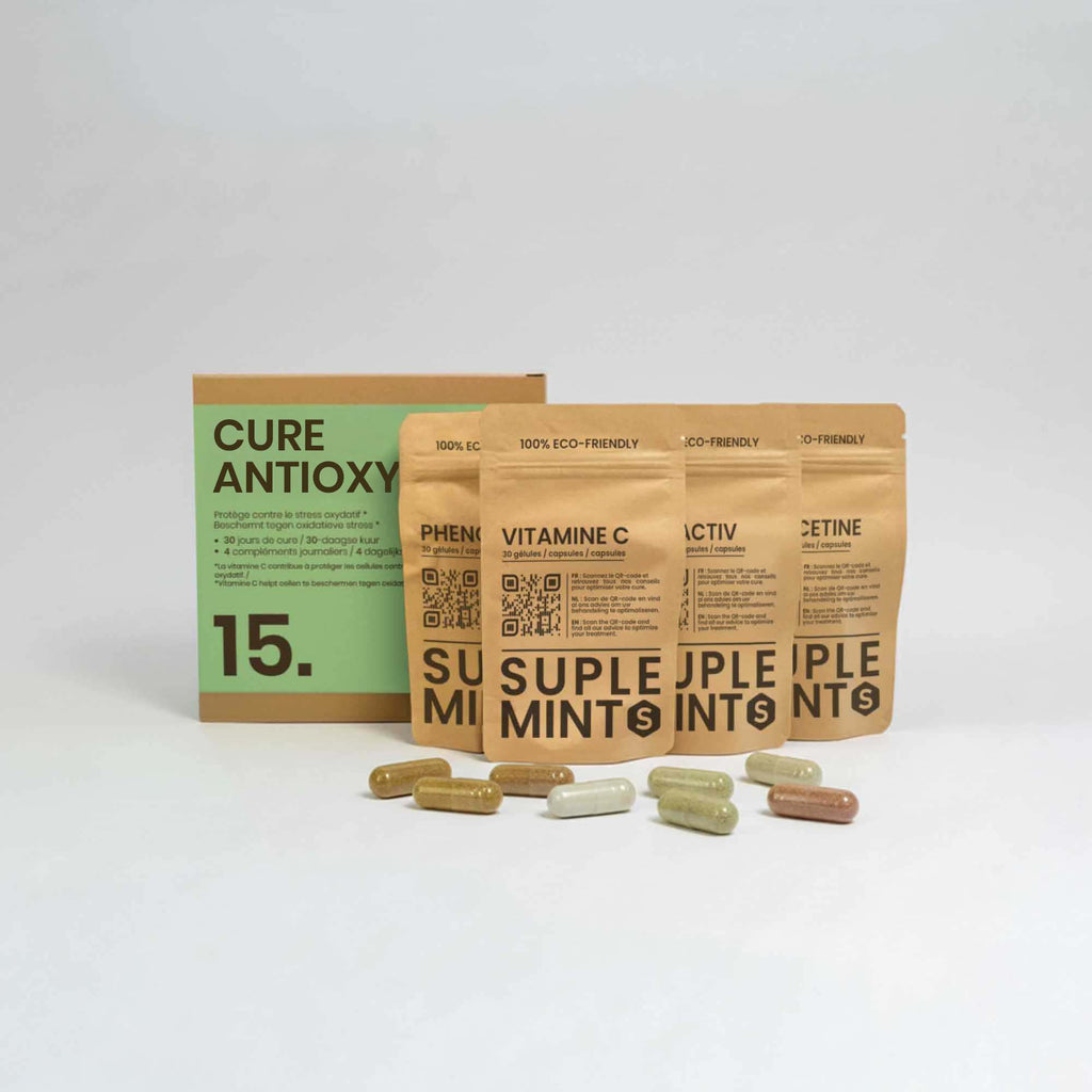 Cure ANTIOXYDANT® | Jeunesse Cellulaire | Polyphénols Vitamine C Quercétine | 120 gélules 30j