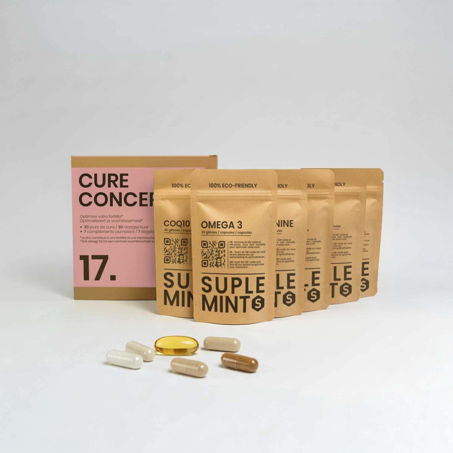 Cure CONCEPTION® | Équilibre Féminin | CoQ10 Oméga-3 Acide Folique Magnésium Multivitamines | 180 gélules 30j
