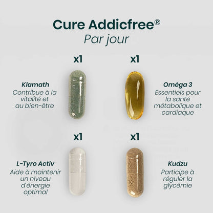 Cure ADDICFREE® | Sérénité et Équilibre | Oméga - 3 L - Tyrosine Klamath Kudzu | 270 gélules 30j - Suplemint