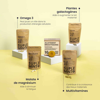 Cure ALLAITEMENT® | Bien - être Post - Partum | Oméga - 3 Multivitamines Magnésium | 180 gélules 30j - Suplemint