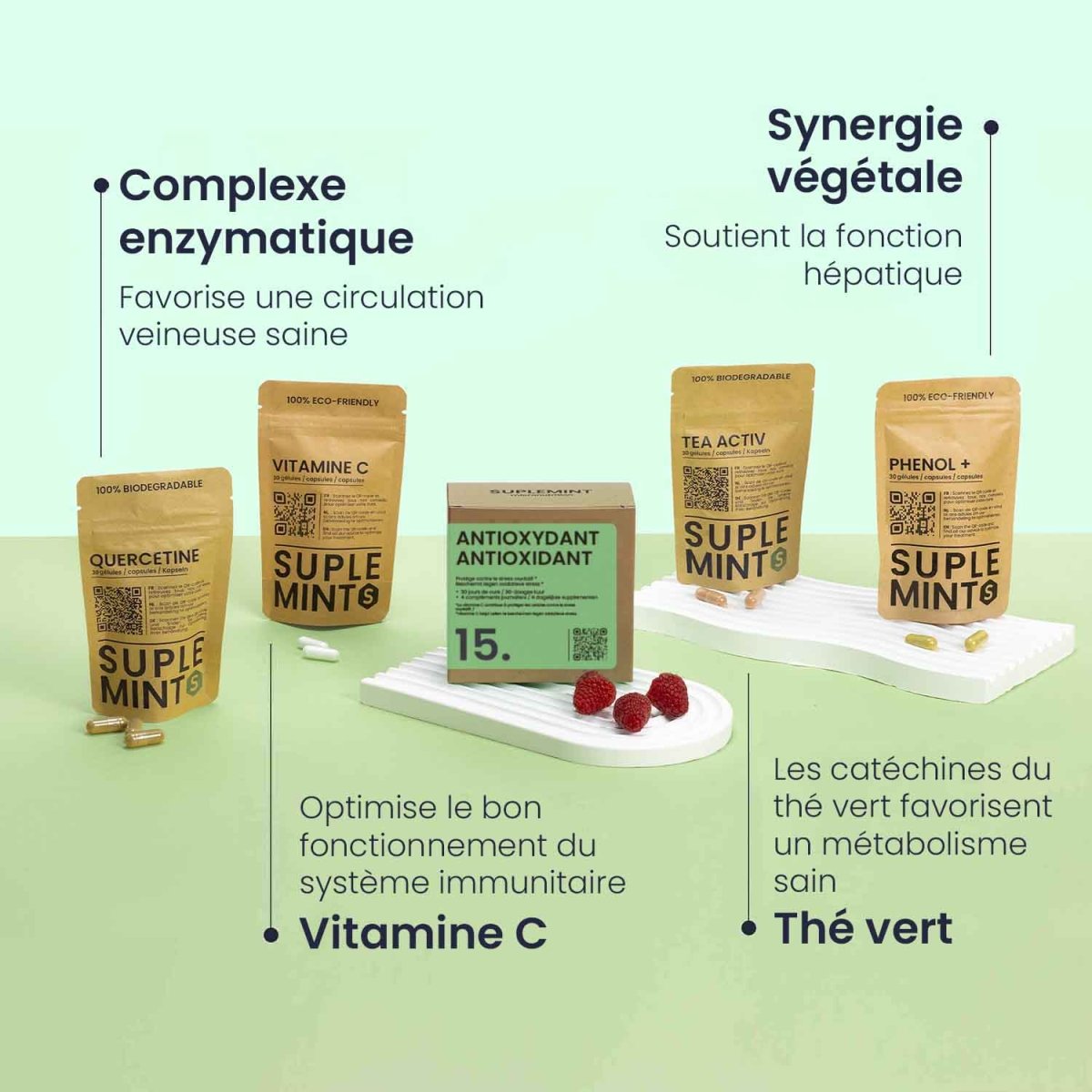 Cure ANTIOXYDANT® | Jeunesse Cellulaire | Polyphénols Vitamine C Quercétine | 120 gélules 30j - Suplemint