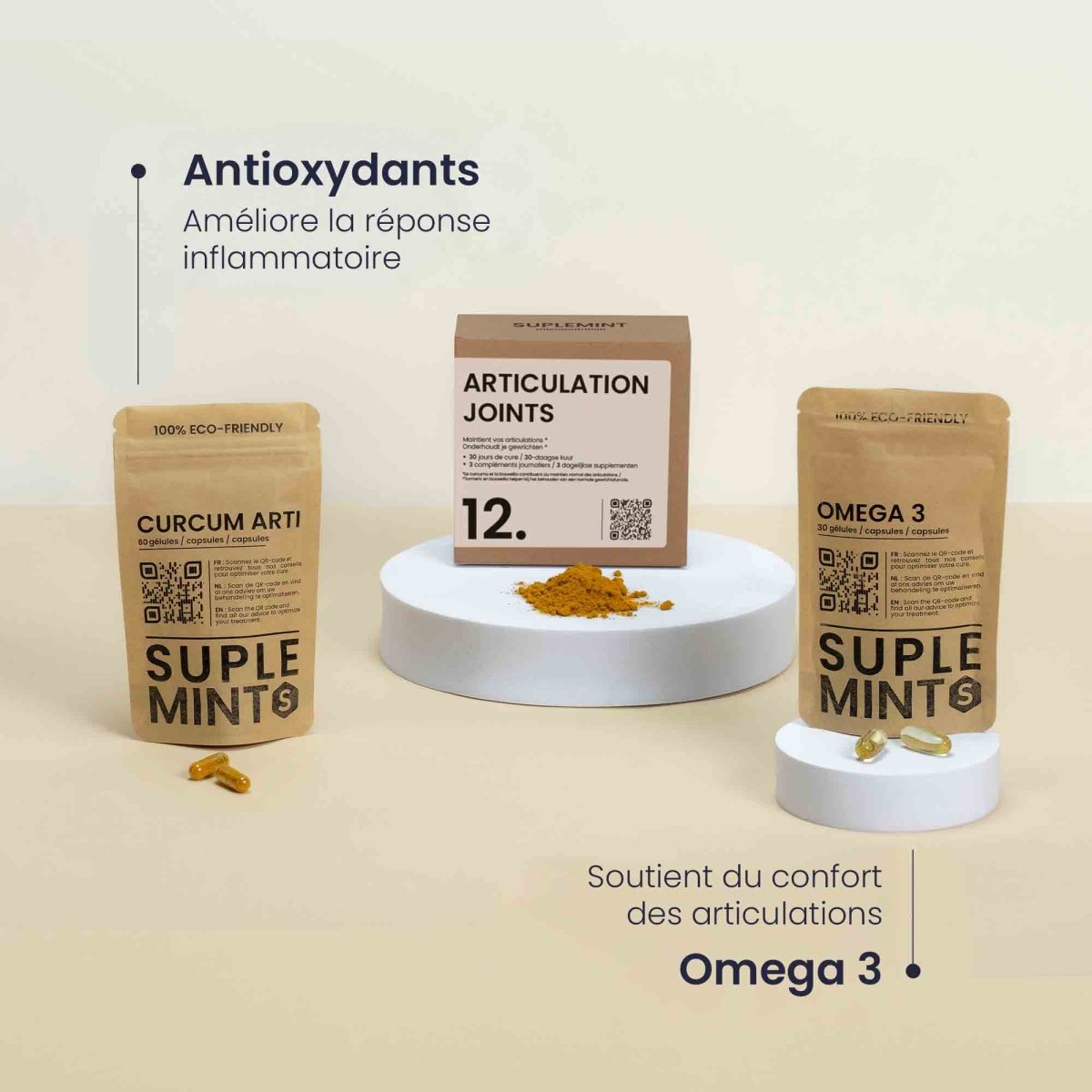 Cure ARTICULATION® | Souplesse Articulaire | Curcuma Boswellia Oméga - 3 | 90 gélules 30j - Suplemint