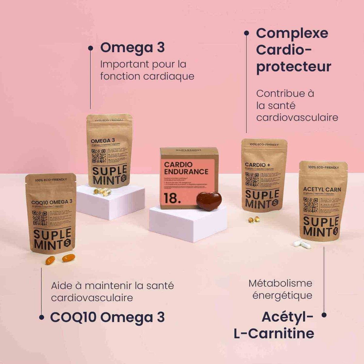 Cure CARDIO® | Vitalité Cardiovasculaire | Oméga - 3 Acétyl - L - Carnitine CoQ10 | 240 gélules 30j - Suplemint