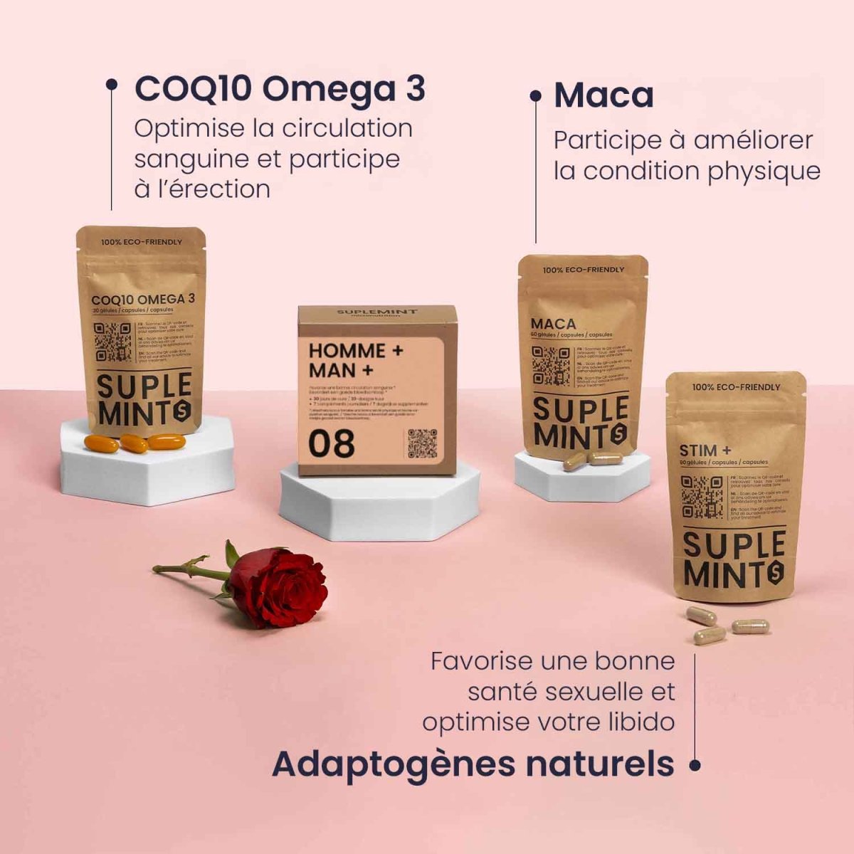 Cure HOMME+® | Vitalité Masculine et Libido | CoQ10 Oméga - 3 Maca Ginseng Zinc | 210 gélules 30j - Suplemint