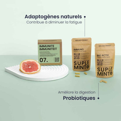 Cure IMMUNITÉ® | Vitalité Naturelle | Vitamine C D3 Zinc Ginseng Reishi Propolis | 120 gélules 30j - Suplemint