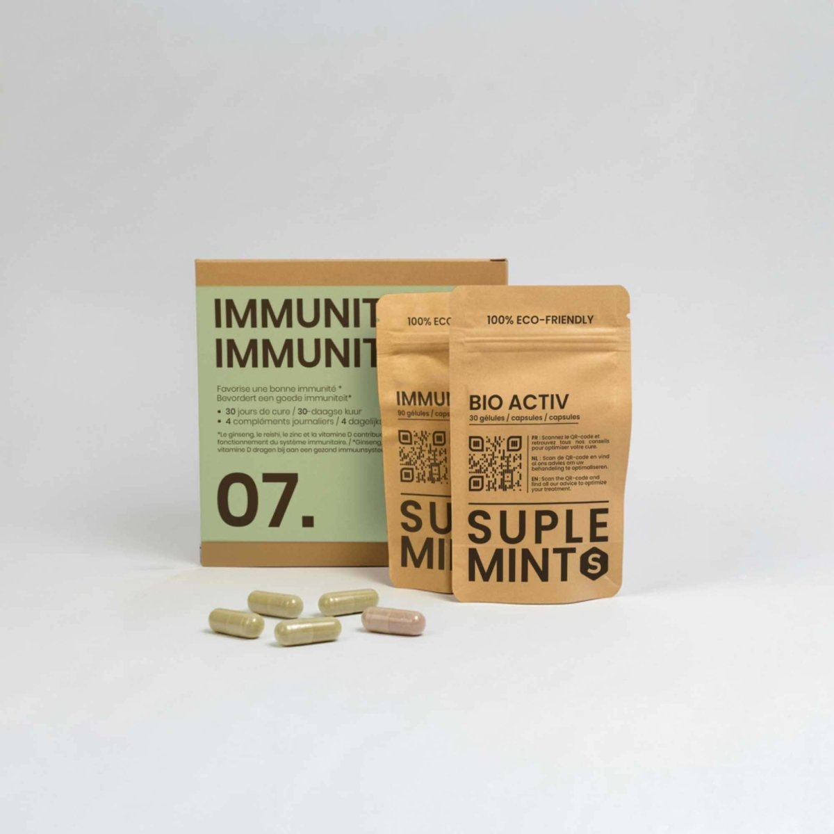 Cure IMMUNITÉ® | Vitalité Naturelle | Vitamine C D3 Zinc Ginseng Reishi Propolis | 120 gélules 30j - Suplemint