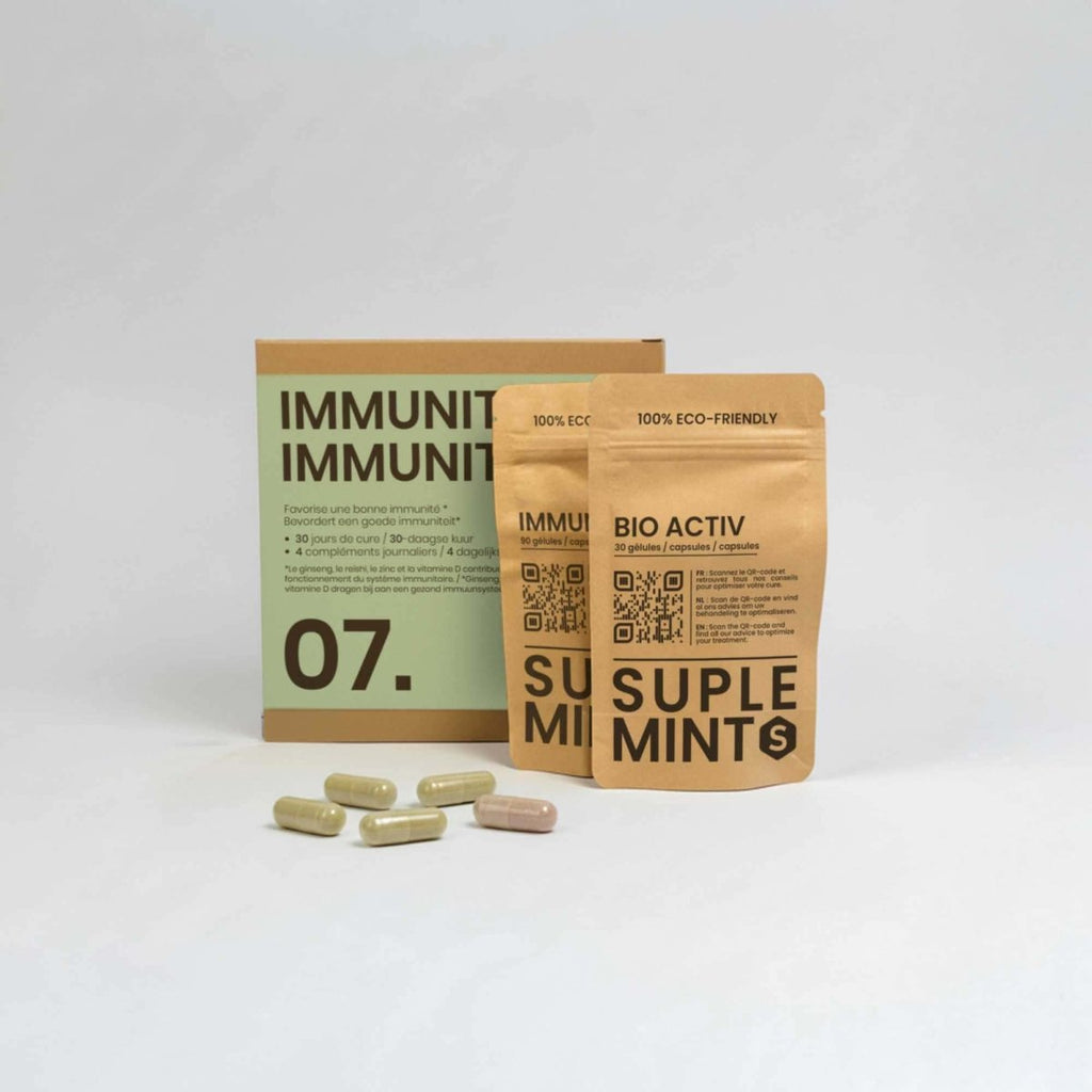 Cure IMMUNITÉ® | Vitalité Naturelle | Vitamine C D3 Zinc Ginseng Reishi Propolis | 120 gélules 30j - Suplemint