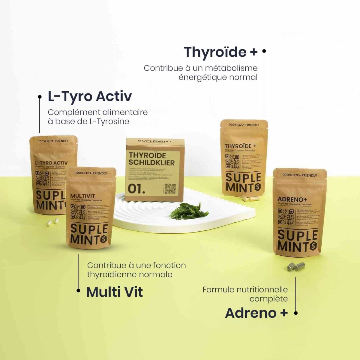 Cure THYROÏDE® | Équilibre Thyroïde | Iode Sélénium Zinc L - Tyrosine Ashwagandha | 120 gélules 30j - Suplemint