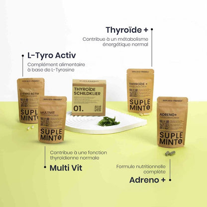 Cure THYROÏDE® | Équilibre Thyroïde | Iode Sélénium Zinc L - Tyrosine Ashwagandha | 120 gélules 30j - Suplemint