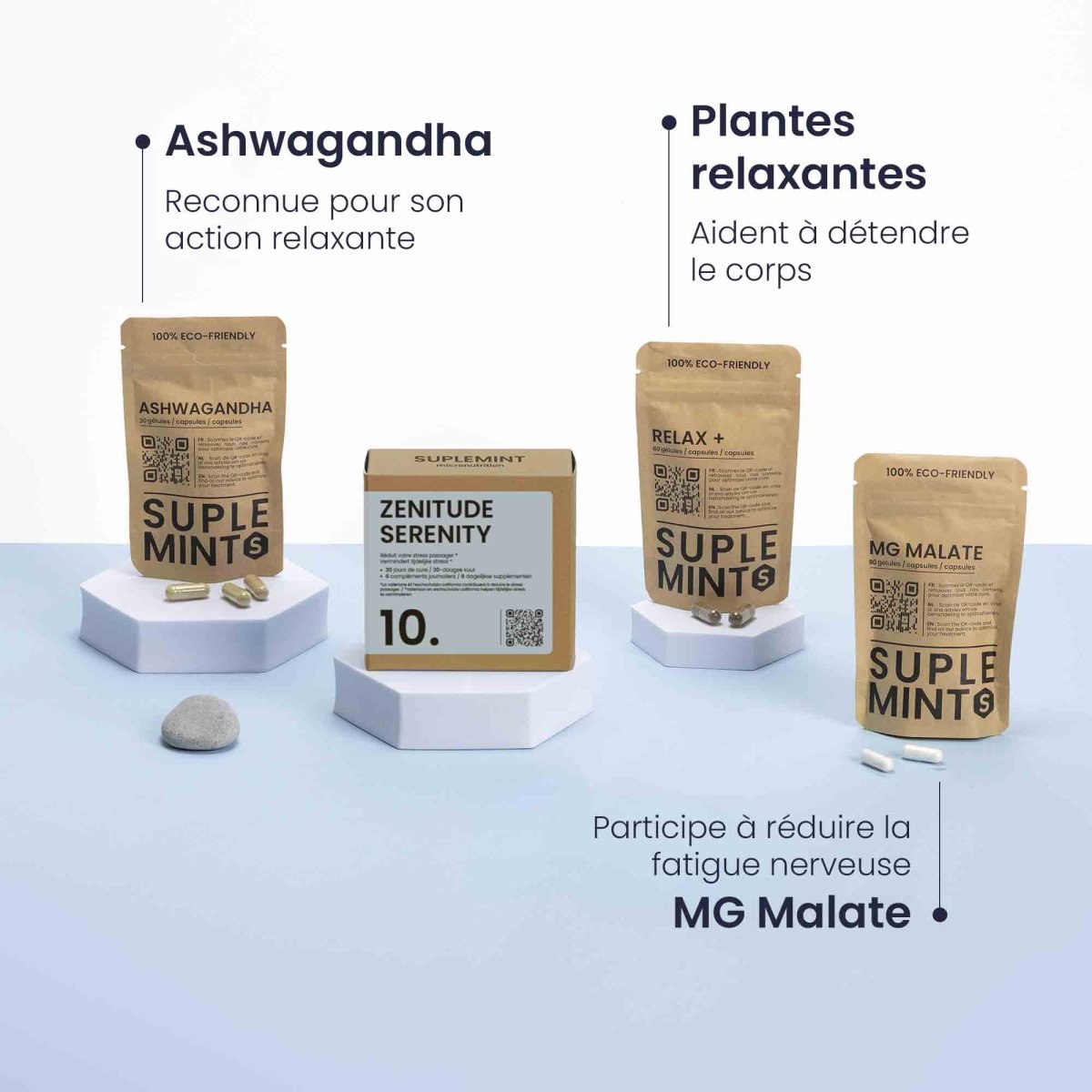 Cure ZENITUDE® | Calme et Sérénité | Ashwagandha Magnésium Malate Valériane Passiflore | 180 gélules 30j - Suplemint