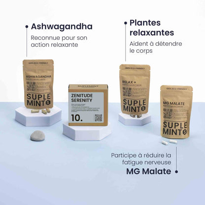 Cure ZENITUDE® | Calme et Sérénité | Ashwagandha Magnésium Malate Valériane Passiflore | 180 gélules 30j - Suplemint