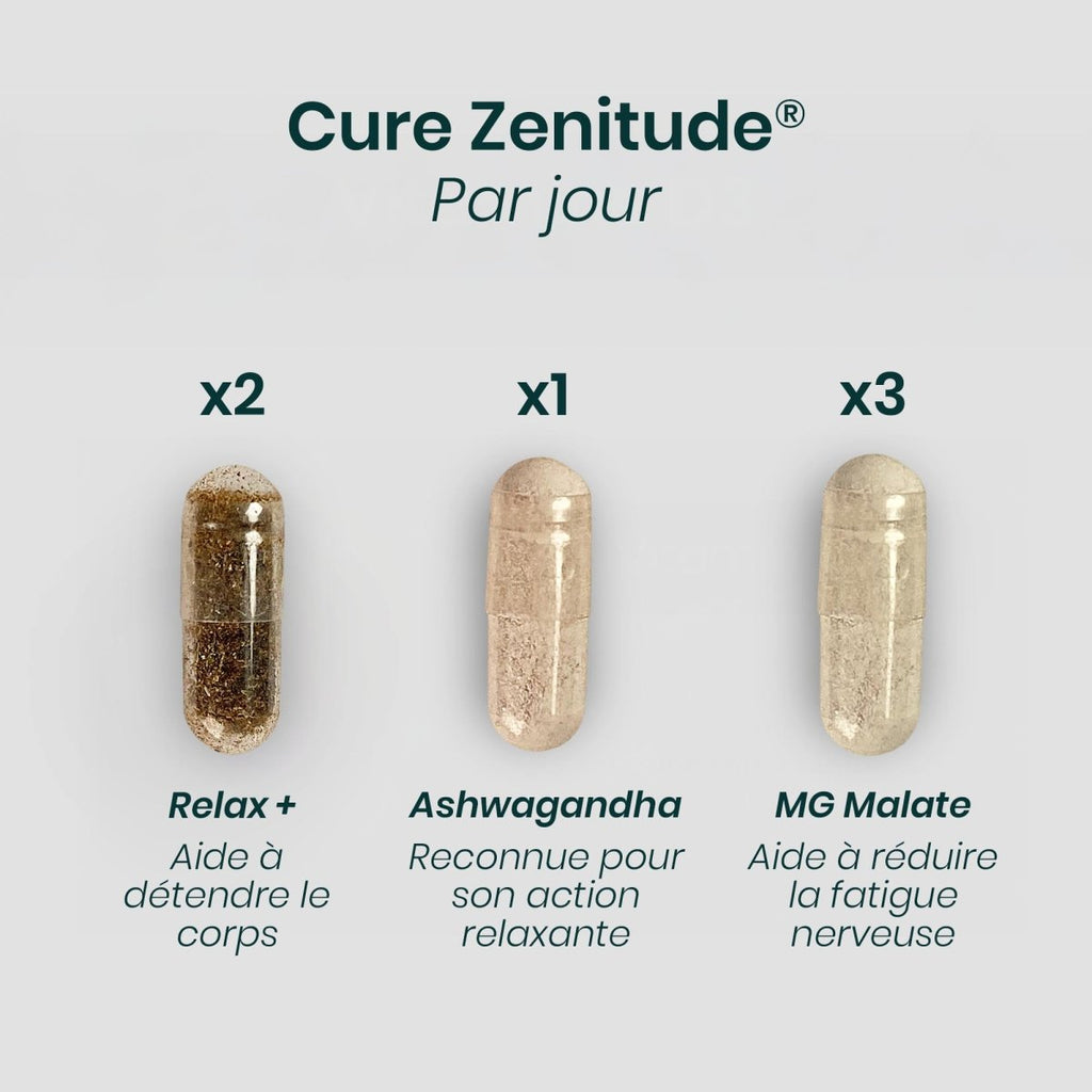 Cure ZENITUDE® | Calme et Sérénité | Ashwagandha Magnésium Malate Valériane Passiflore | 180 gélules 30j - Suplemint