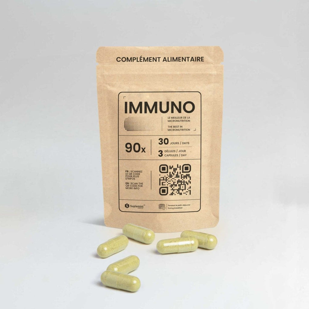 Gélule IMMUNO® | Soutien Naturel | Quercétine Ginseng Reishi Shiitake Vitamine C D3 Zinc | 90 gélules - Suplemint