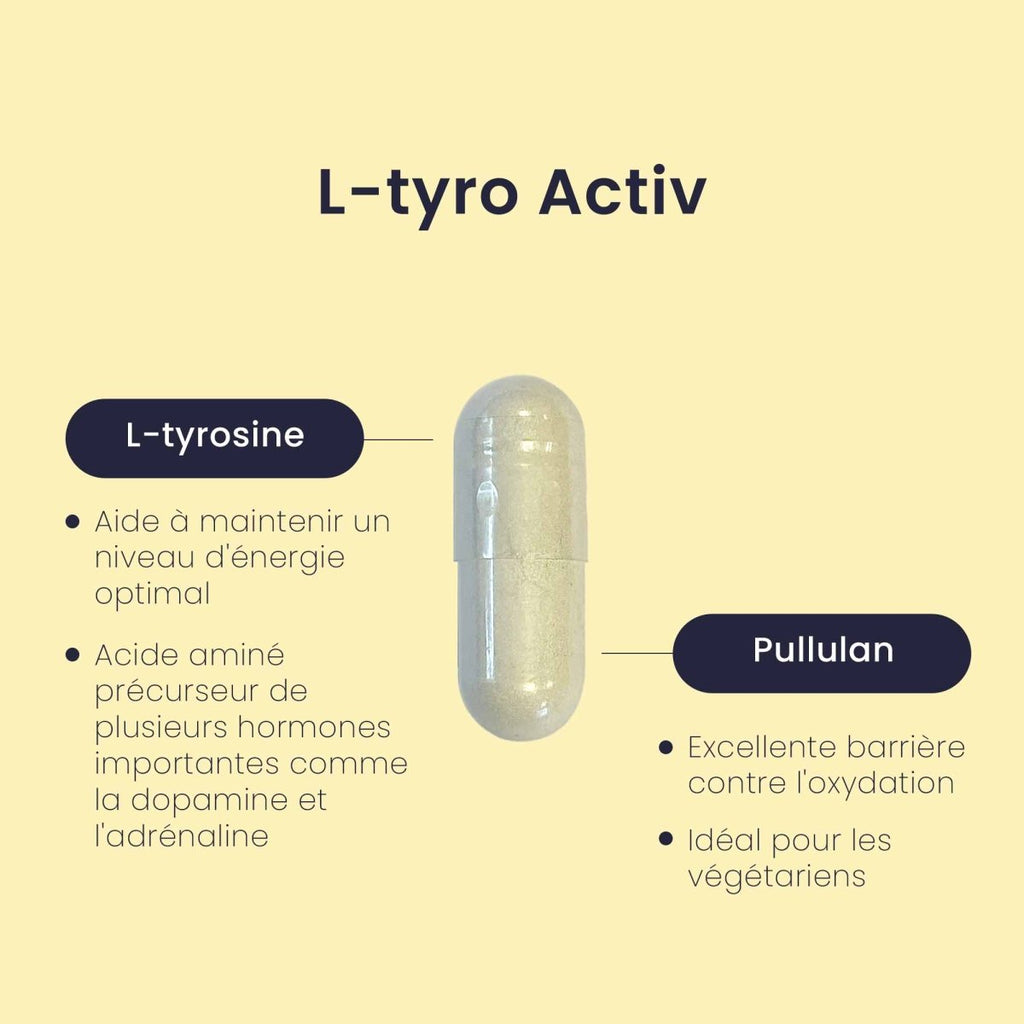Gélule L - TYRO ACTIV® | Énergie et Vitalité | L - Tyrosine Pure 500mg | 30 gélules - Suplemint