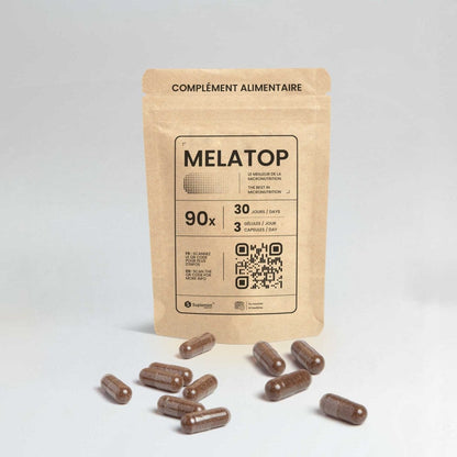 Gélule MELATOP® | Sommeil Réparateur | Mélatonine Valériane Passiflore Lavande GABA | 90 gélules - Suplemint