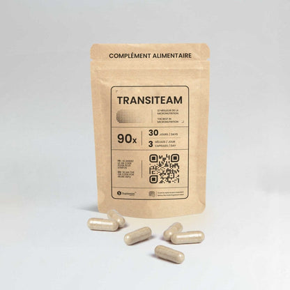 Gélule TRANSITEAM® | Transit Intestinal | Psyllium 1500mg Probiotiques 7.5 Milliards | 90 gélules