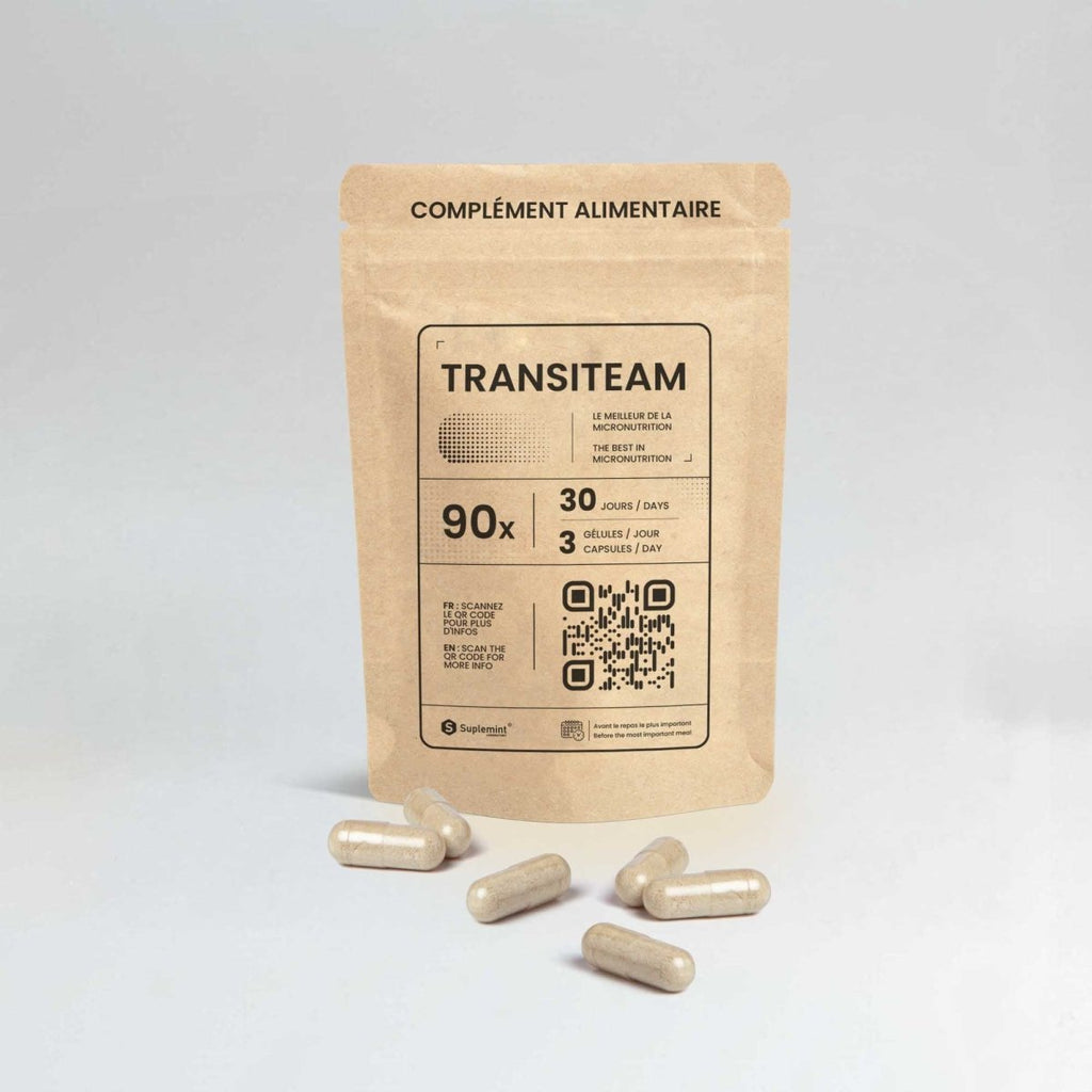 Gélule TRANSITEAM® | Transit Intestinal | Psyllium 1500mg Probiotiques 7.5 Milliards | 90 gélules