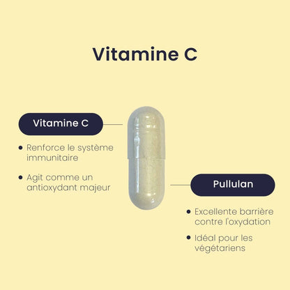 Gélule VITAMINE C® | Immunité et Antioxydant | Acide L - Ascorbique 650mg | 30 gélules - Suplemint