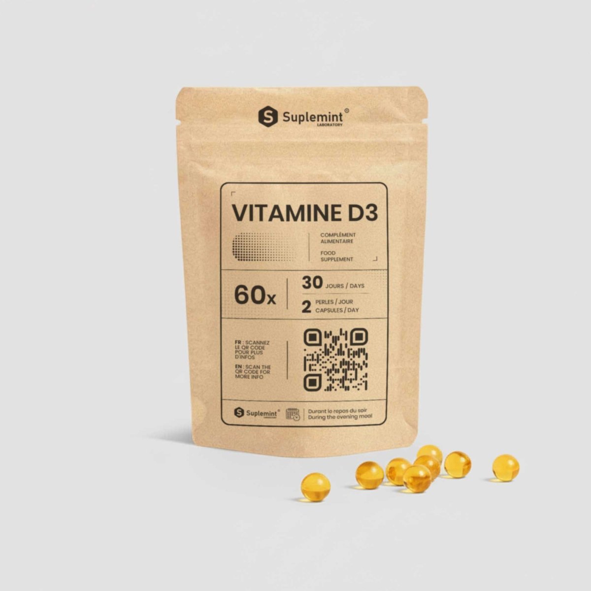 Gélule VITAMINE D3® | Immunité et Santé Osseuse | Cholécalciférol 2000 UI 50µg | 60 gélules