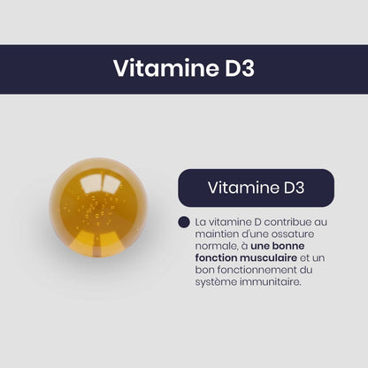 Gélule VITAMINE D3® | Immunité et Santé Osseuse | Cholécalciférol 2000 UI 50µg | 60 gélules - Suplemint