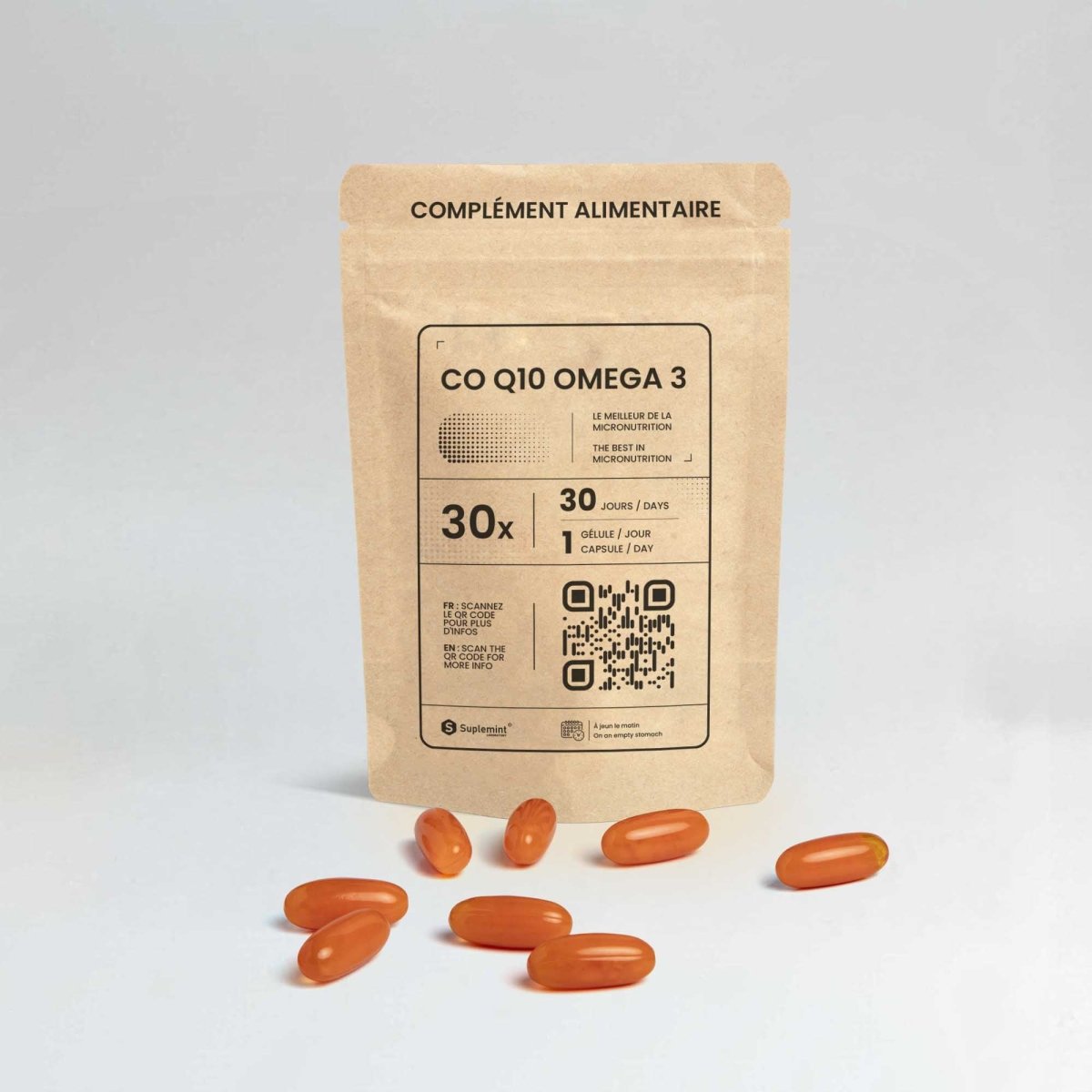Gélules CoQ10® + Oméga - 3® | Énergie Cellulaire et Cardiovasculaire | Coenzyme Q10 100mg + EPA DHA EPAX | 2 références 30j - Suplemint