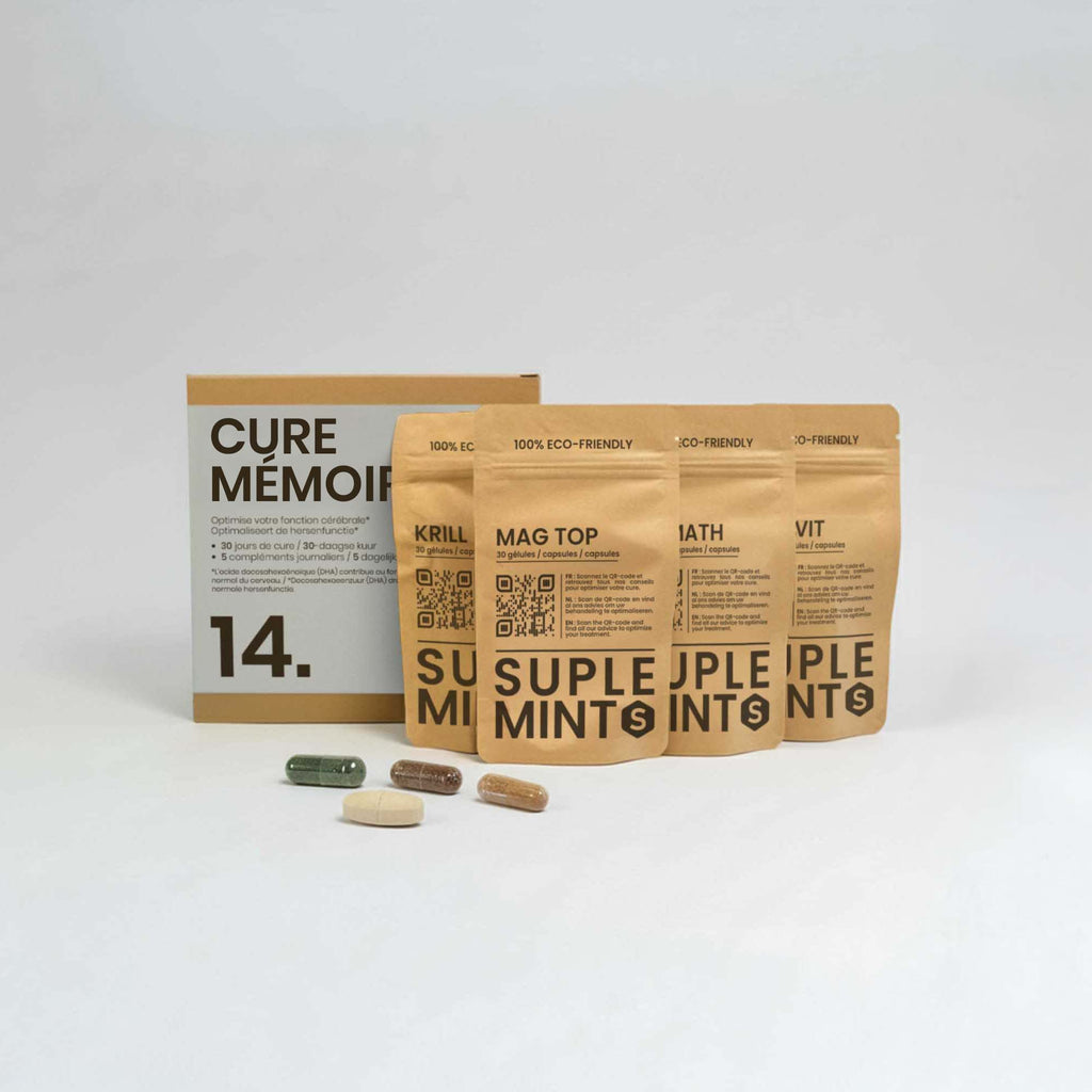 Cure MEMOIRE® | Éveil Mental | Krill Klamath Multivitamines Magnésium | 150 gélules 30j